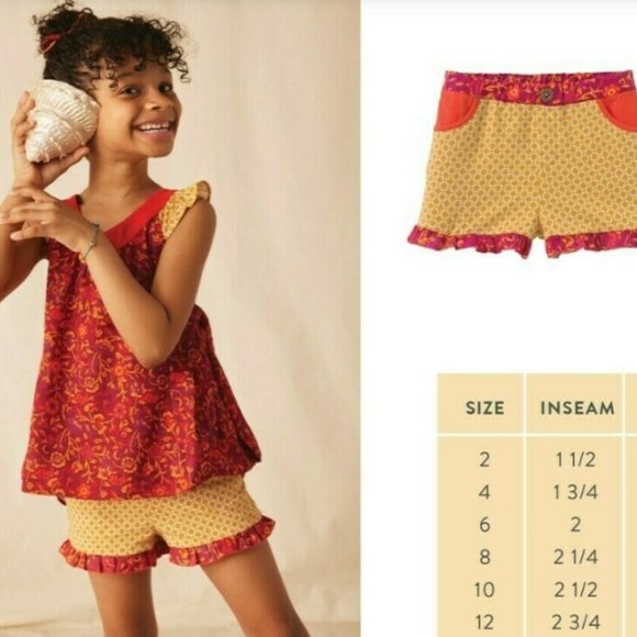 Matilda Jane Girls Woodrose Mixed Print Shorts Size 10 New with tag - Picture 2 of 5